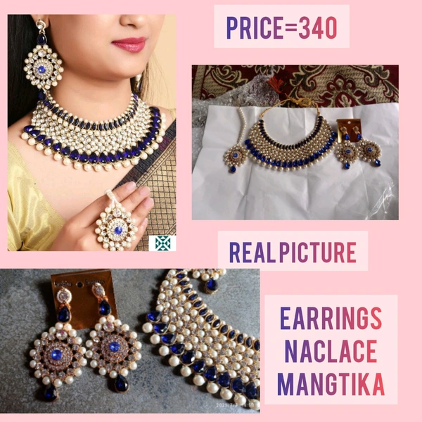 Women Jewellery Set - Blue, free size