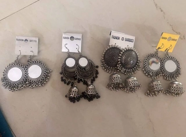 Combo Earrings - black silver, free size