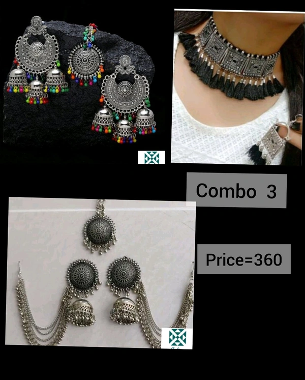 Combo Set  - black, silver, free size