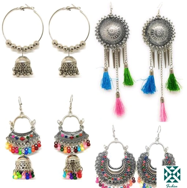 Combo Earrings 🥳 - black silver, free size