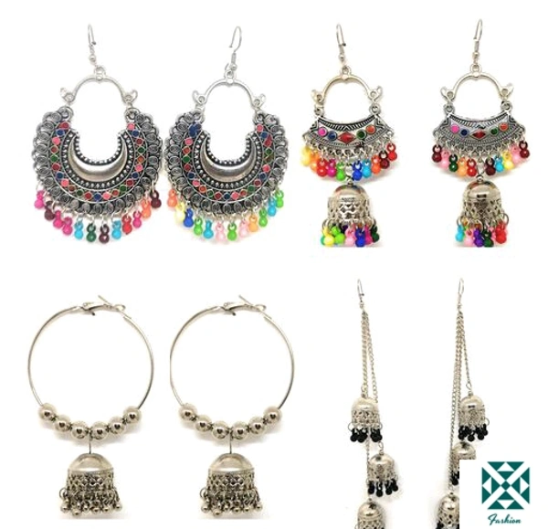 Combo Earrings 🥳 - black silver multiple, free size