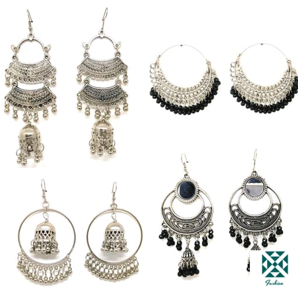Combo Earrings 🥳 - black silver, free size