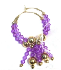NIBRAS Purple Crystal Glass Beads Hoop Earrings - B09HQCPRNJ, 7 gm, 4mm x 6mm x 1mm