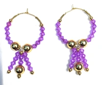 NIBRAS Purple Crystal Glass Beads Hoop Earrings - B09HQCPRNJ, 7 gm, 4mm x 6mm x 1mm