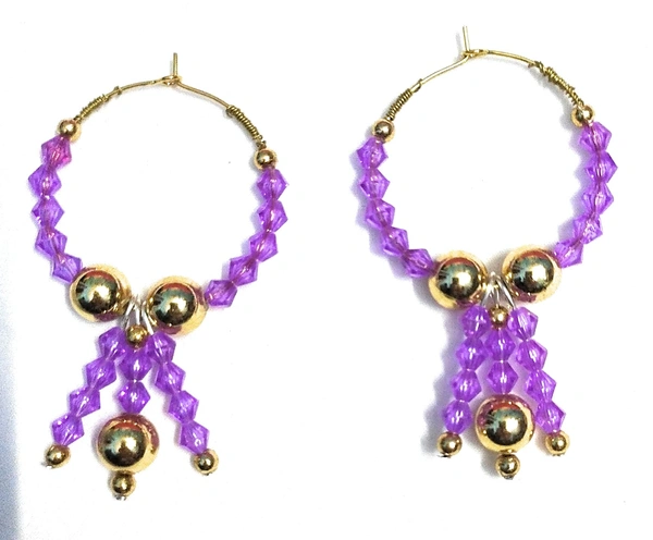 NIBRAS Purple Crystal Glass Beads Hoop Earrings - B09HQCPRNJ, 7 gm, 4mm x 6mm x 1mm