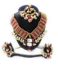 NIBRAS Maroon Kundan Necklace Set - B09ZRW9G6V