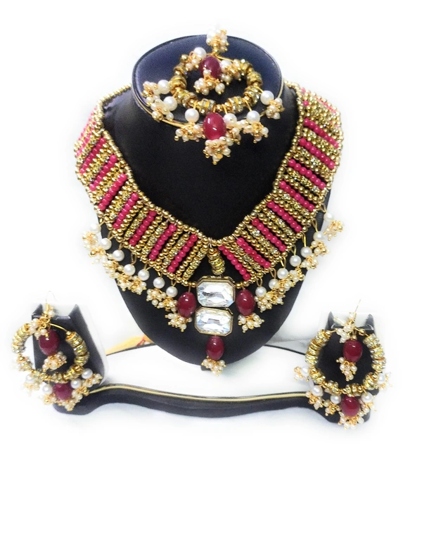 NIBRAS Maroon Kundan Necklace Set - B09ZRW9G6V