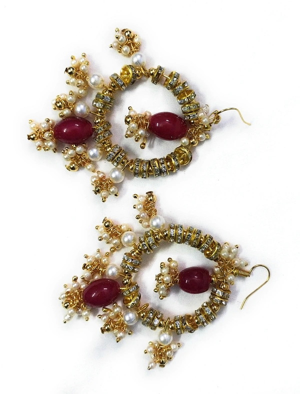 NIBRAS Maroon Kundan Necklace Set - B09ZRW9G6V