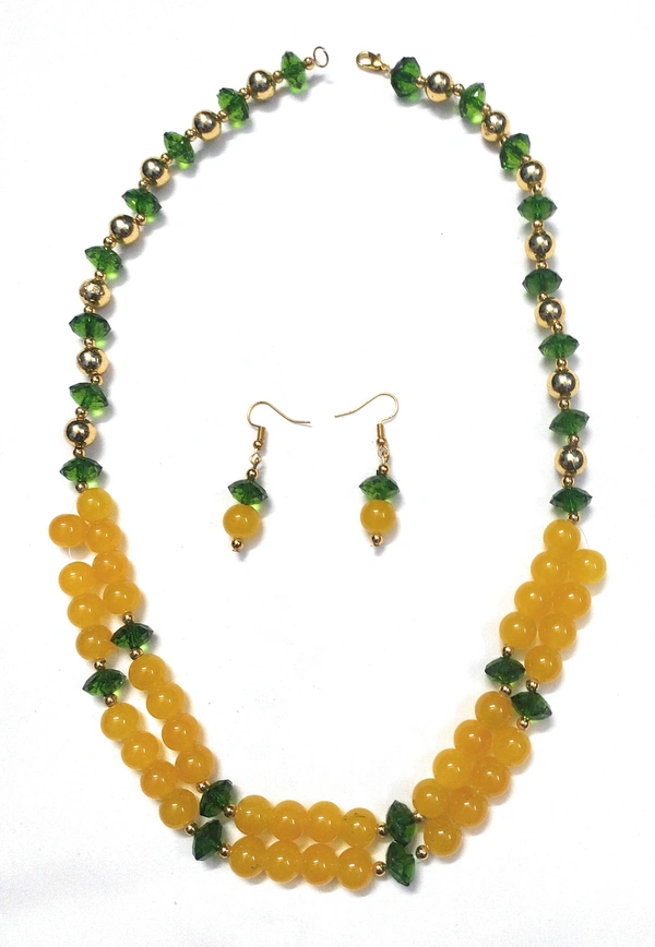 NIBRAS Yellow Crystal Necklace Set - B09ZRMZ9HN