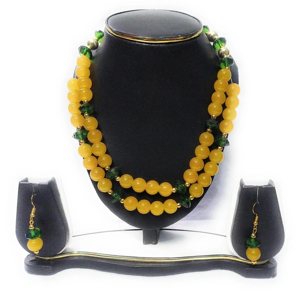 NIBRAS Yellow Crystal Necklace Set - B09ZRMZ9HN
