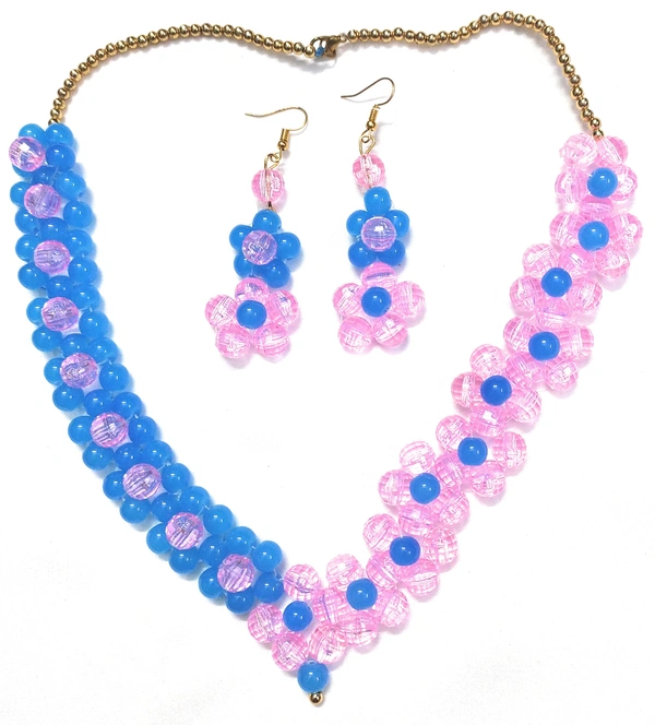 NIBRAS Multi Floral Crystal Necklace Set - B09ZSQHL7J