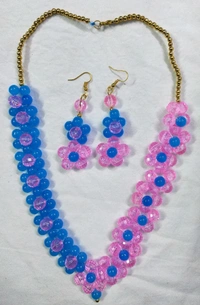 NIBRAS Multi Floral Crystal Necklace Set - B09ZSQHL7J