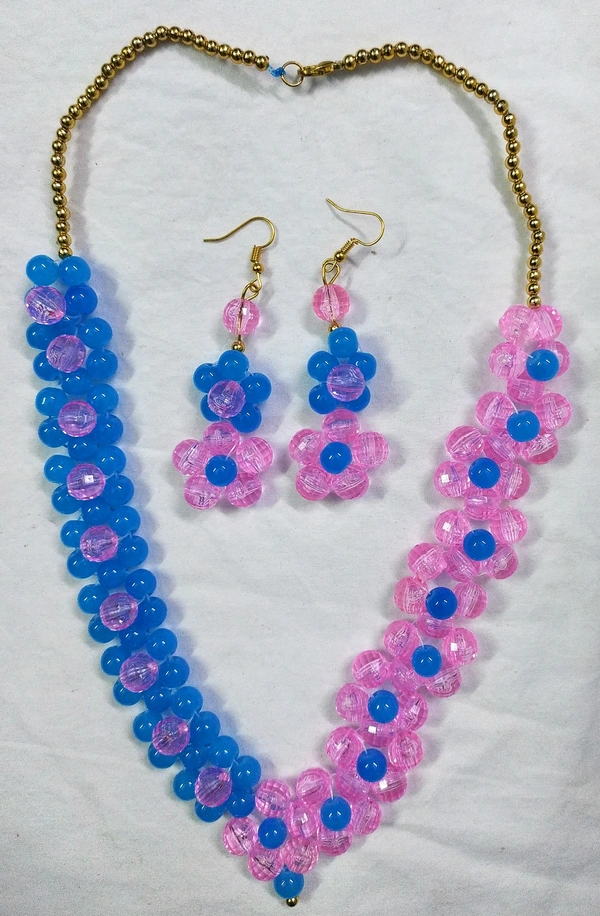 NIBRAS Multi Floral Crystal Necklace Set - B09ZSQHL7J