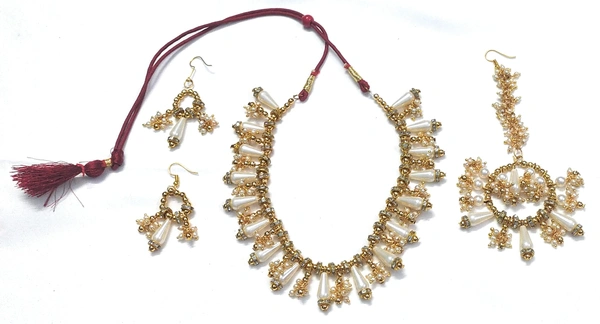 NIBRAS White Pearl Drop Necklace Set - B09ZT5VMNY