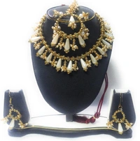 NIBRAS White Pearl Drop Necklace Set - B09ZT5VMNY