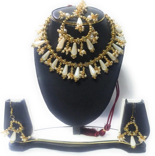 NIBRAS White Pearl Drop Necklace Set - B09ZT5VMNY