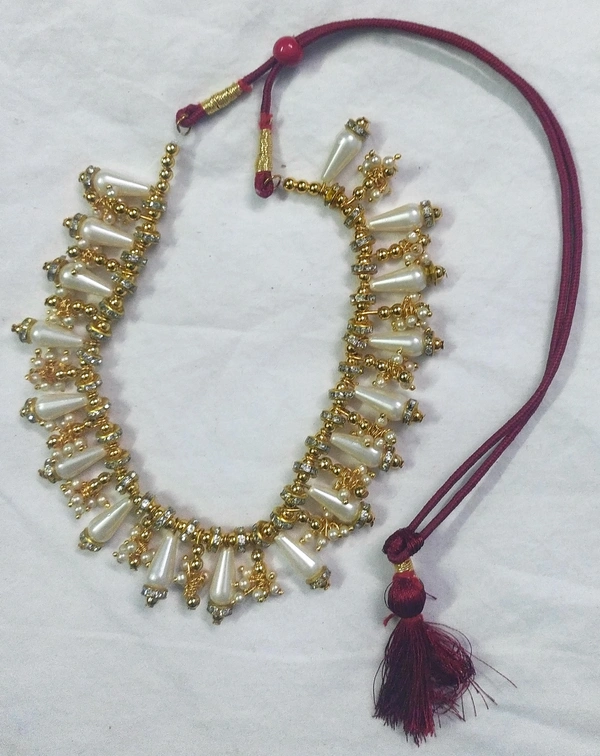 NIBRAS White Pearl Drop Necklace Set - B09ZT5VMNY