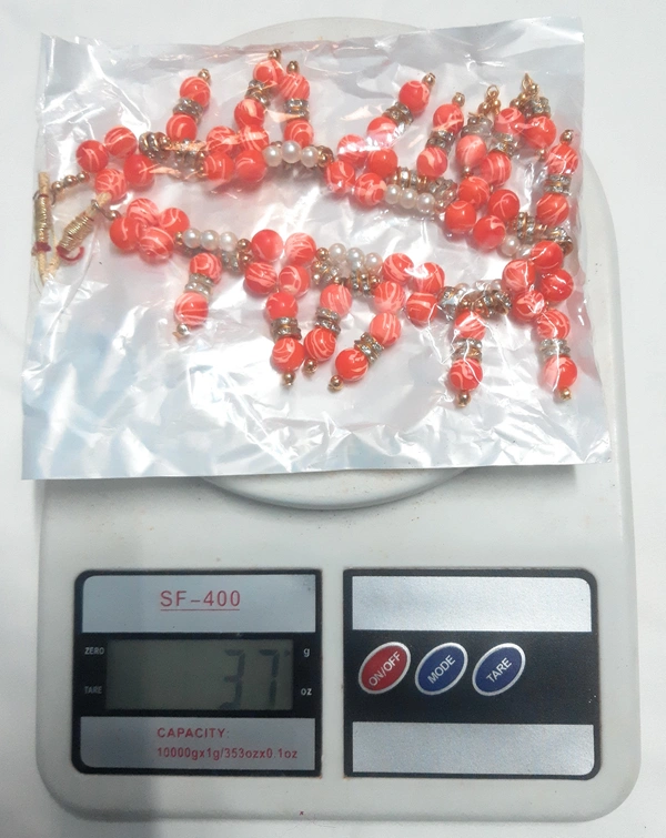 NIBRAS Orange Designer Beads Necklace Set - B09ZYN62TK