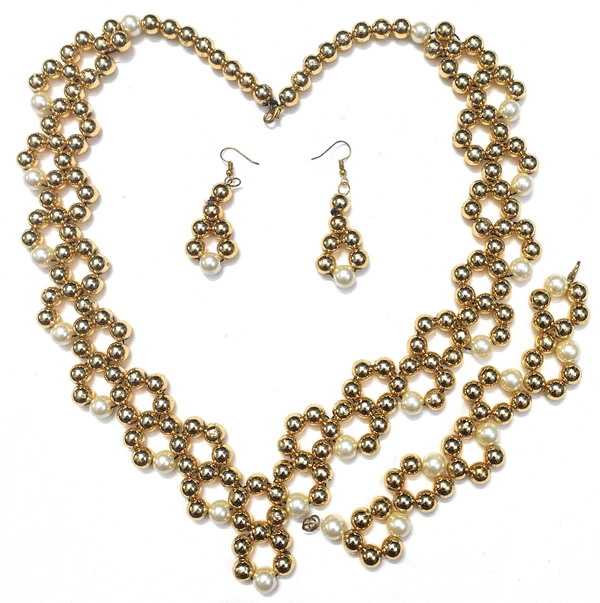 NIBRAS Gold Floral ABS Necklace Set - B0B1B5GW9W