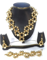 NIBRAS Gold Floral ABS Necklace Set - B0B1B5GW9W
