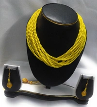 NIBRAS Yellow Multi-Strand Seed Beads Necklace Set - B0B1B6PGCC