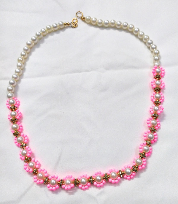 NIBRAS Pink Floral SeedBead Necklace - B0B1N4GYKR