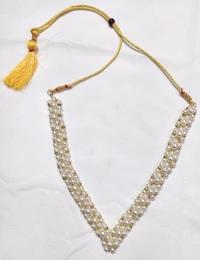 NIBRAS White Pearl Spacer Necklace Set - B0B1N4BLTT