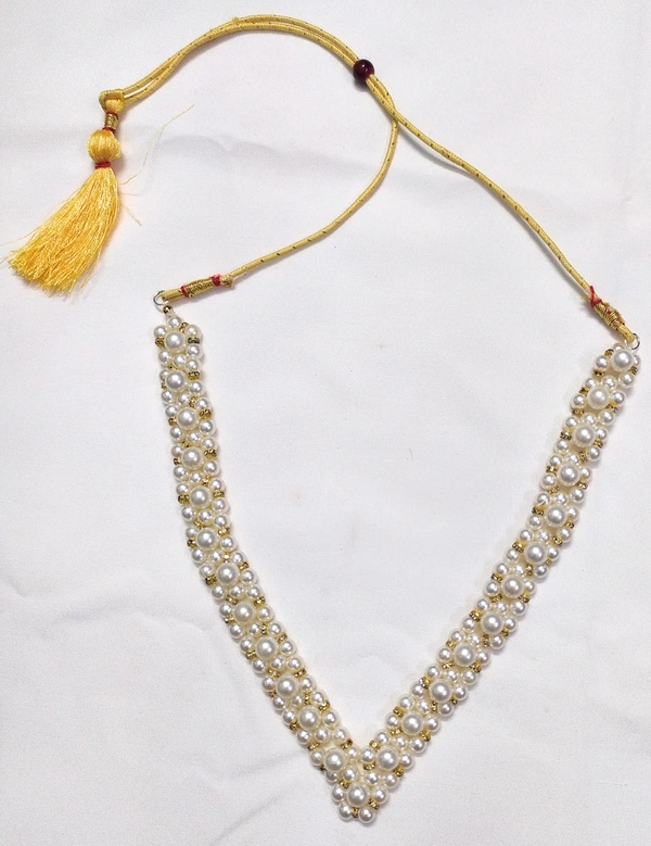 NIBRAS White Pearl Spacer Necklace Set - B0B1N4BLTT