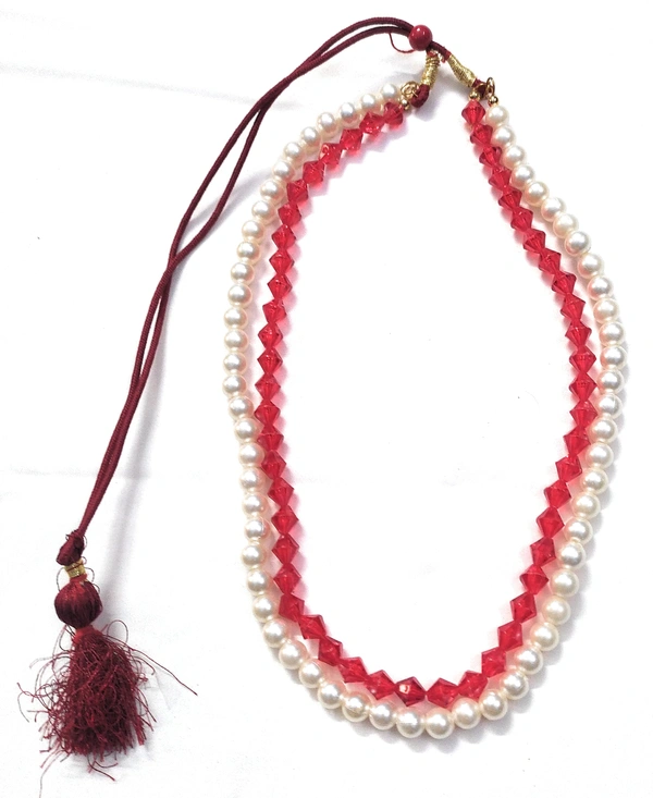 NIBRAS RedWhite TirePearl Necklace - B0B1N899N1