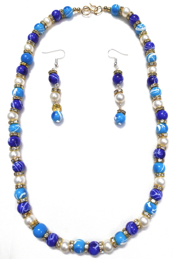 NIBRAS Blue Designer Spacer Necklace Set - B0B1N6DF6Z