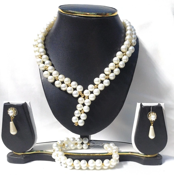 NIBRAS Pearl Floral Necklace Set - B0B1QPBNH3