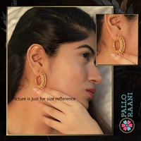 Meenakari Enamel Handpainted Hoop Earring - multi, gold