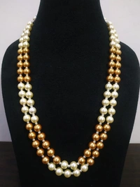 Vintage Pearl Necklace g - white, gold