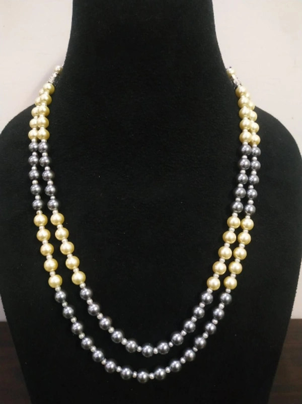 Vintage Pearl Necklace - grey, white