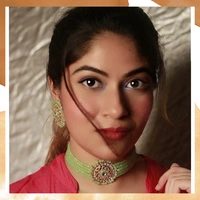 Mint Kundan choker set - Adjustable, mint green