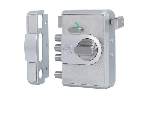 YALE CBR-Cinco 500,Latch & DeadBolt Main Door Lock, Knob Inside - silver, Dimple key