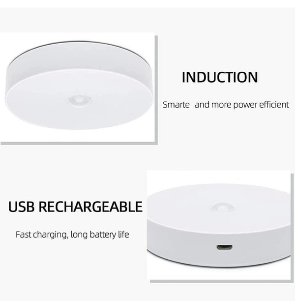 LED Motion Smart Sensor Wireless Wall Night Light Rechargeable - white