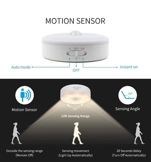 LED Motion Smart Sensor Wireless Wall Night Light Rechargeable - white