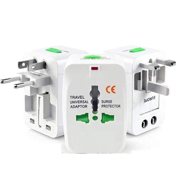 Universal Travel Adapter with Surge Protection, International All in One Worldwide Travel Adapter and Wall Charger with Multi Type Power Outlet,100-250 Voltage. (1) - White