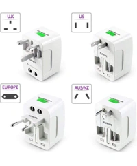 Universal Travel Adapter with Surge Protection, International All in One Worldwide Travel Adapter and Wall Charger with Multi Type Power Outlet,100-250 Voltage. (1) - White