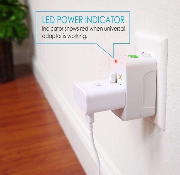 Universal Travel Adapter with Surge Protection, International All in One Worldwide Travel Adapter and Wall Charger with Multi Type Power Outlet,100-250 Voltage. (1) - White