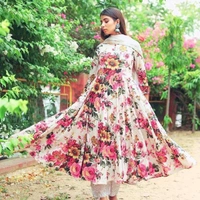 New Floral Designer Long  Kurti With Pant & Duppata - only one color, S, M , L , XL , XXL