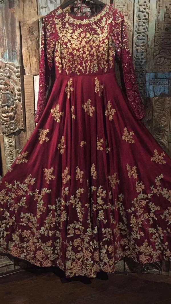Partywear Georgette Gown With Dupatta - fully stitched upto 44size (all size avl), red
