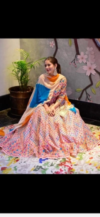 New Designer Printed Butter Silk Outfit - pink (printed), M , L , XL , XXL