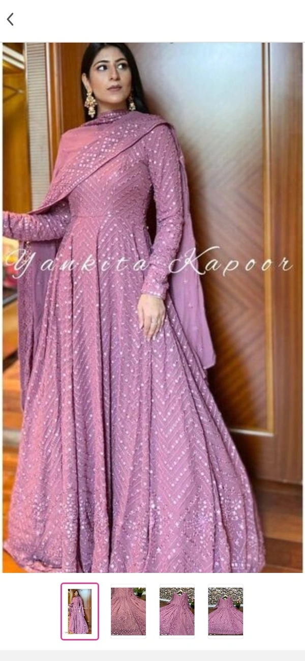 New Designer Embroidered Gown With Duppata -  FREE SIZE  M ,L XL ,XXL, purple
