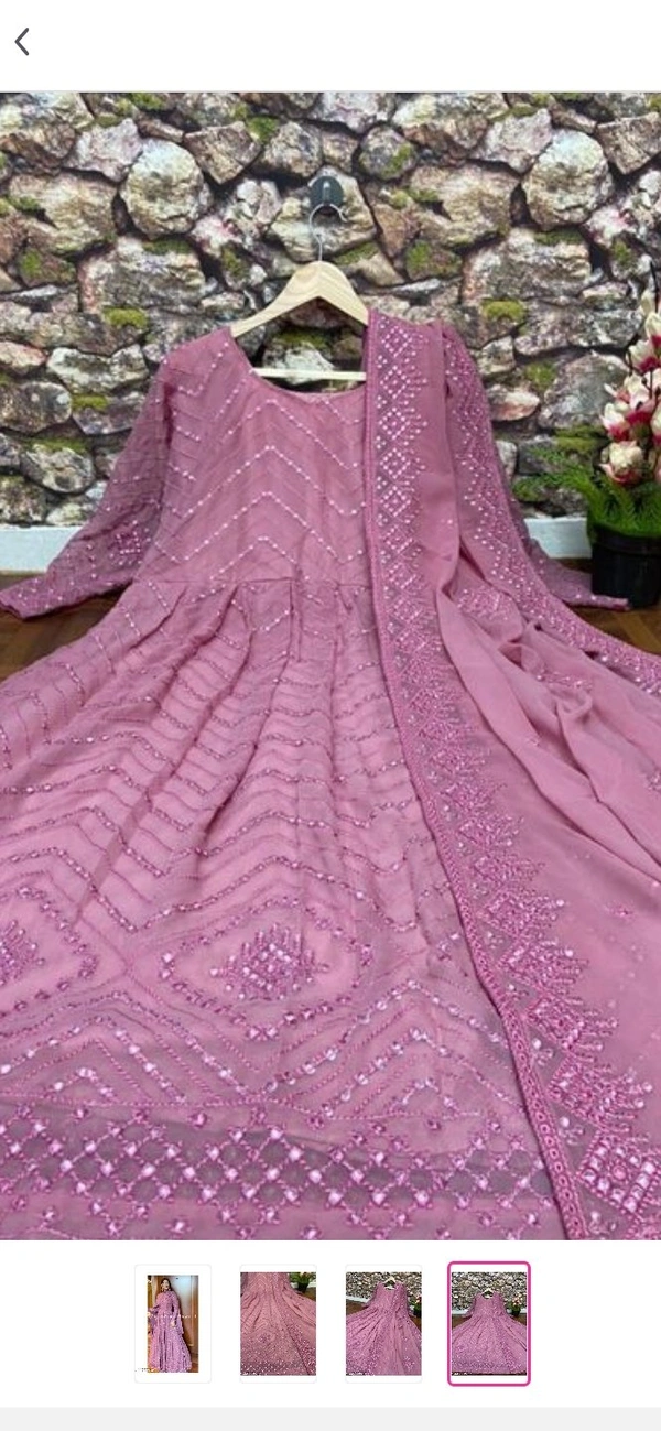 New Designer Embroidered Gown With Duppata -  FREE SIZE  M ,L XL ,XXL, purple