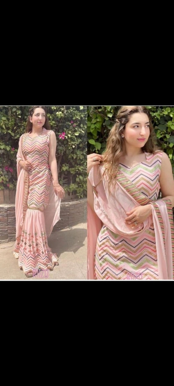 Designer Pink Sharara Set - pink, free size 