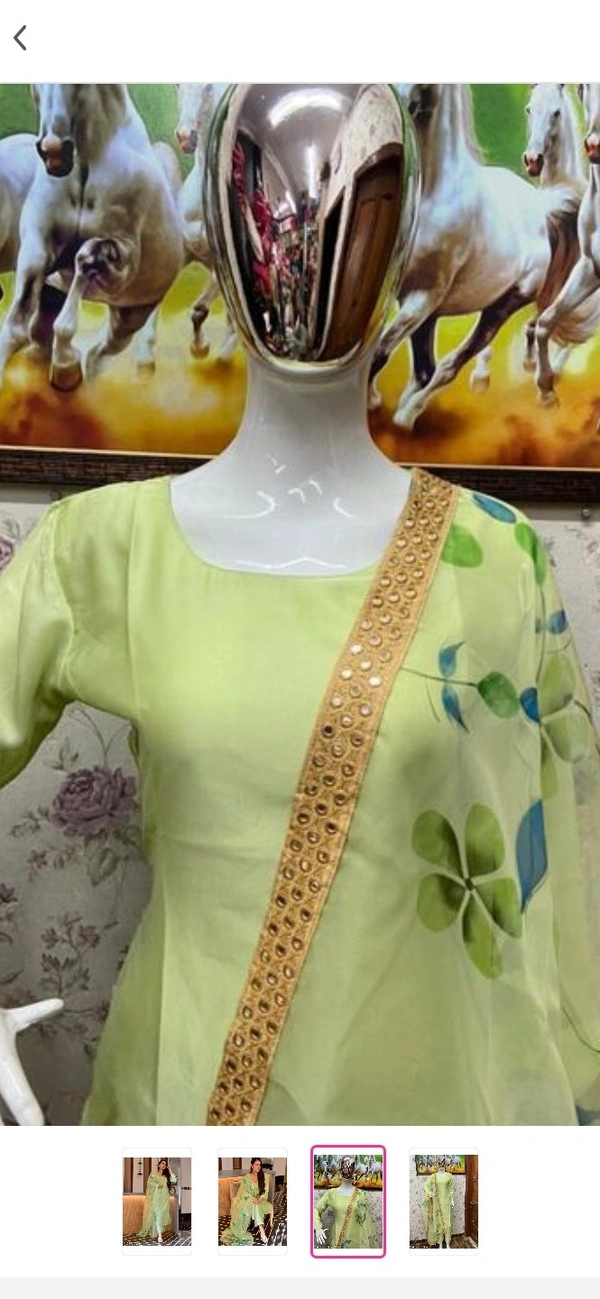 Green Colored Kurti Plazzo Set - green, XL , XXL