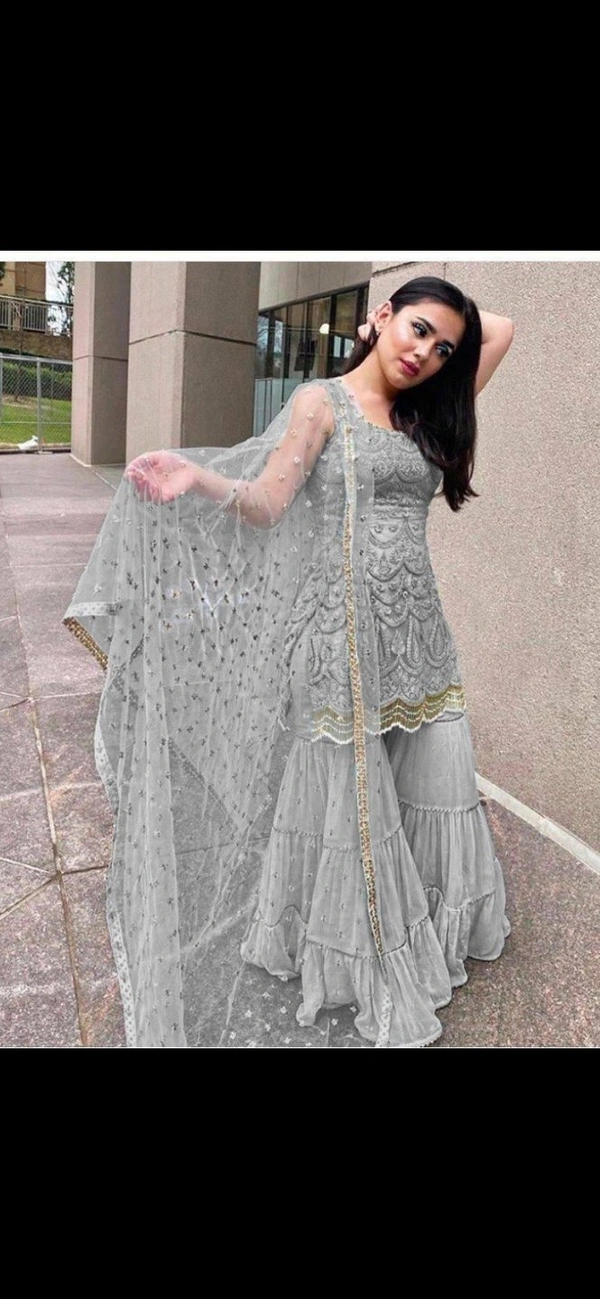 Gray Partywear Sharara Set - M 