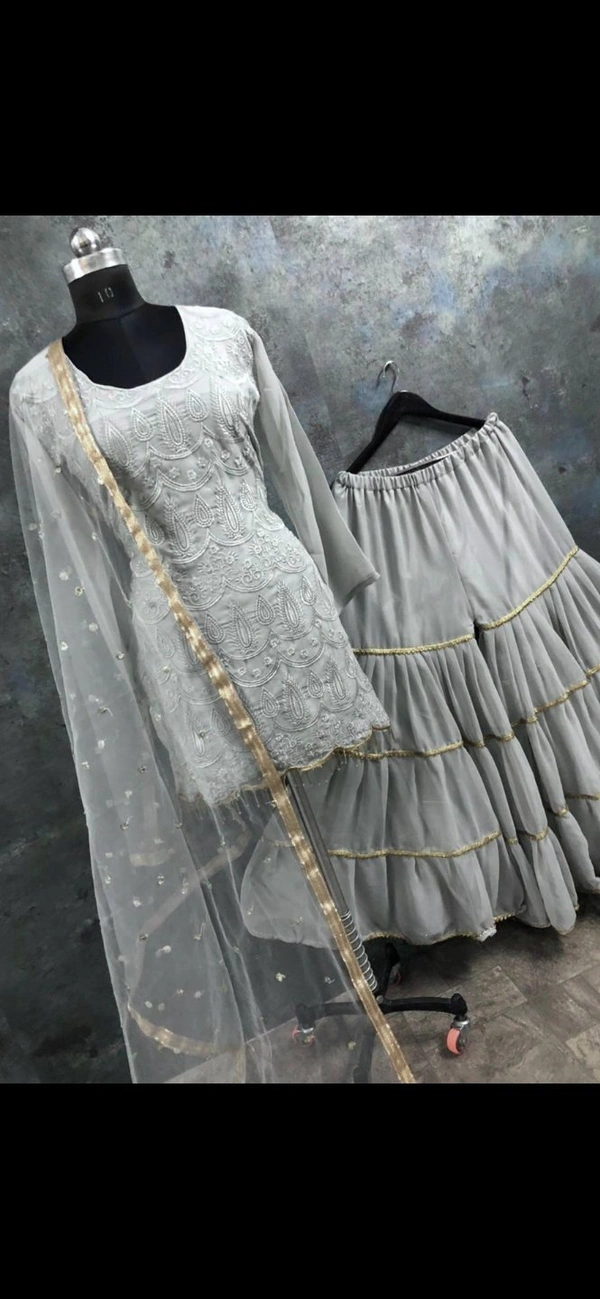 Gray Partywear Sharara Set - M 